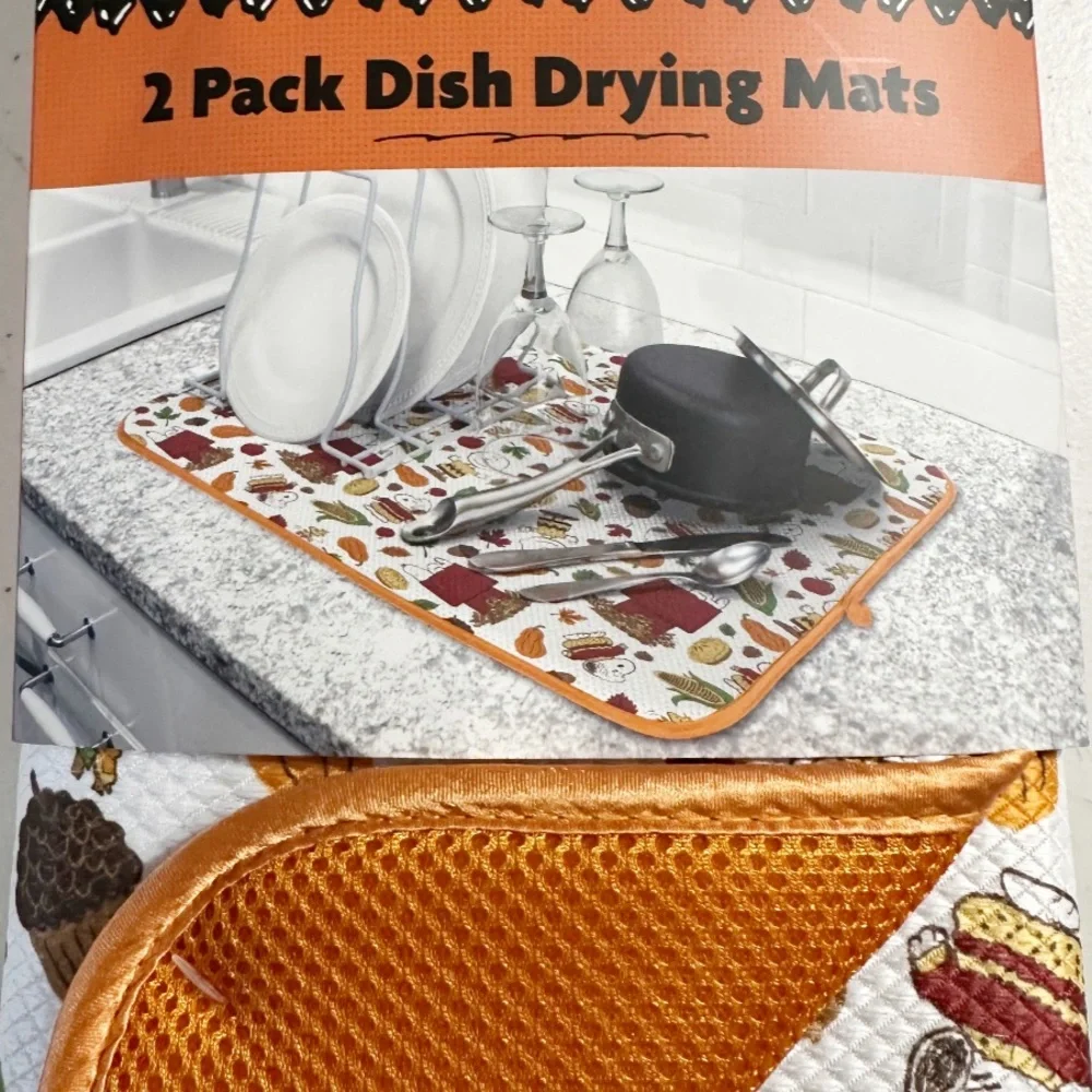 NEW Peanuts AUTUMN THEMED DISH DRYING MATS Set/2